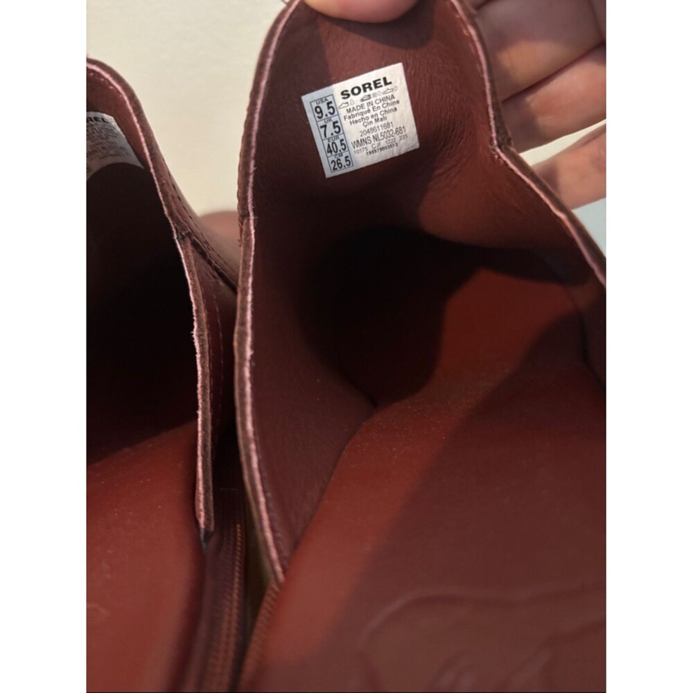 Sorel Hi-Line Heel Mule Boots Womens Size 9.5 Spice Red Leather Clog Platform - Picture 7 of 8